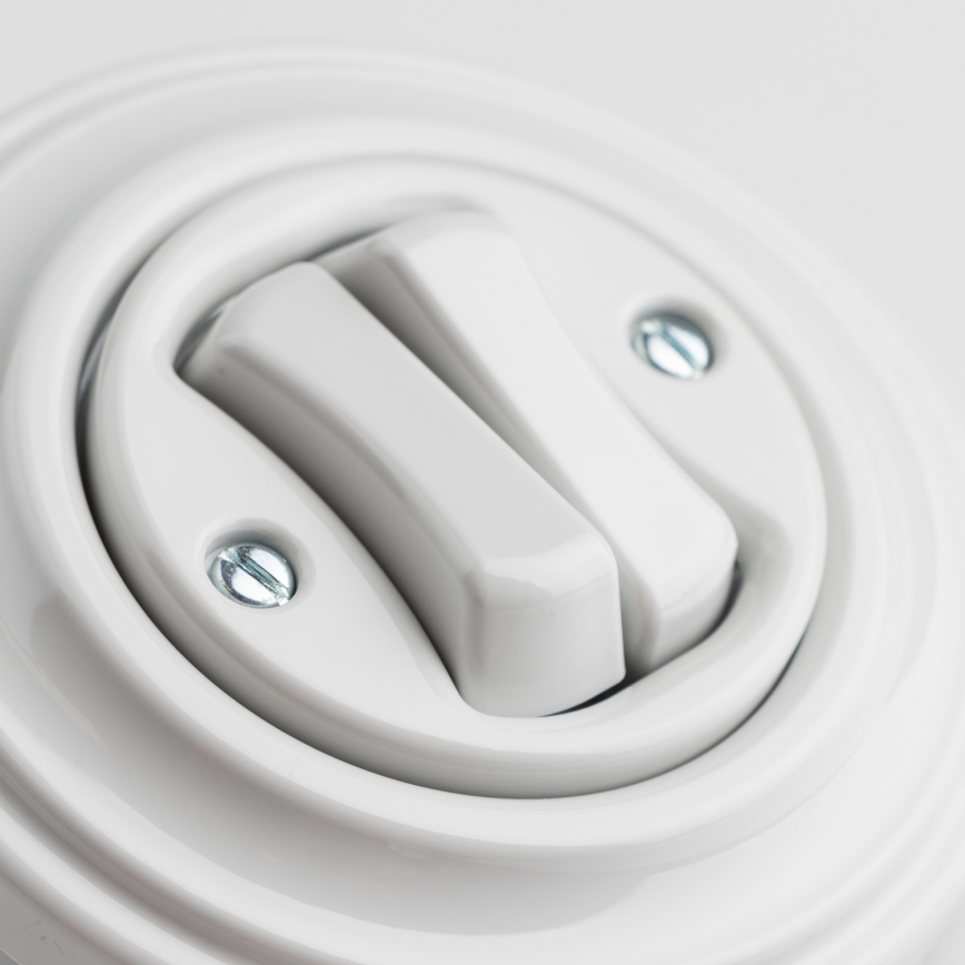 Kliklap - Retro dvojno stikalo z okvirjem, keramično belo