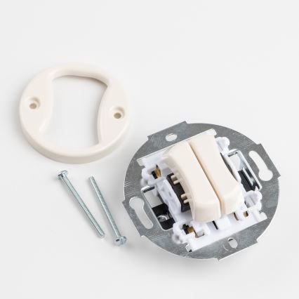 Kliklap - Retro dvojno stikalo z okvirjem v bež barvi