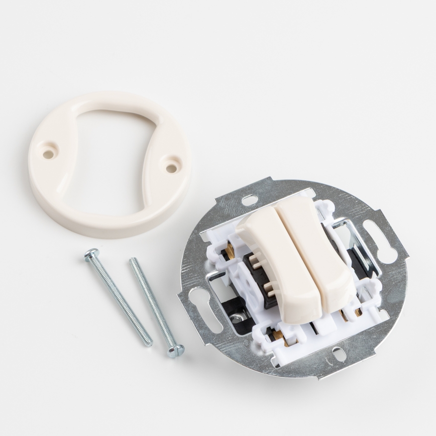 Kliklap - Retro dvojno stikalo z okvirjem v bež barvi