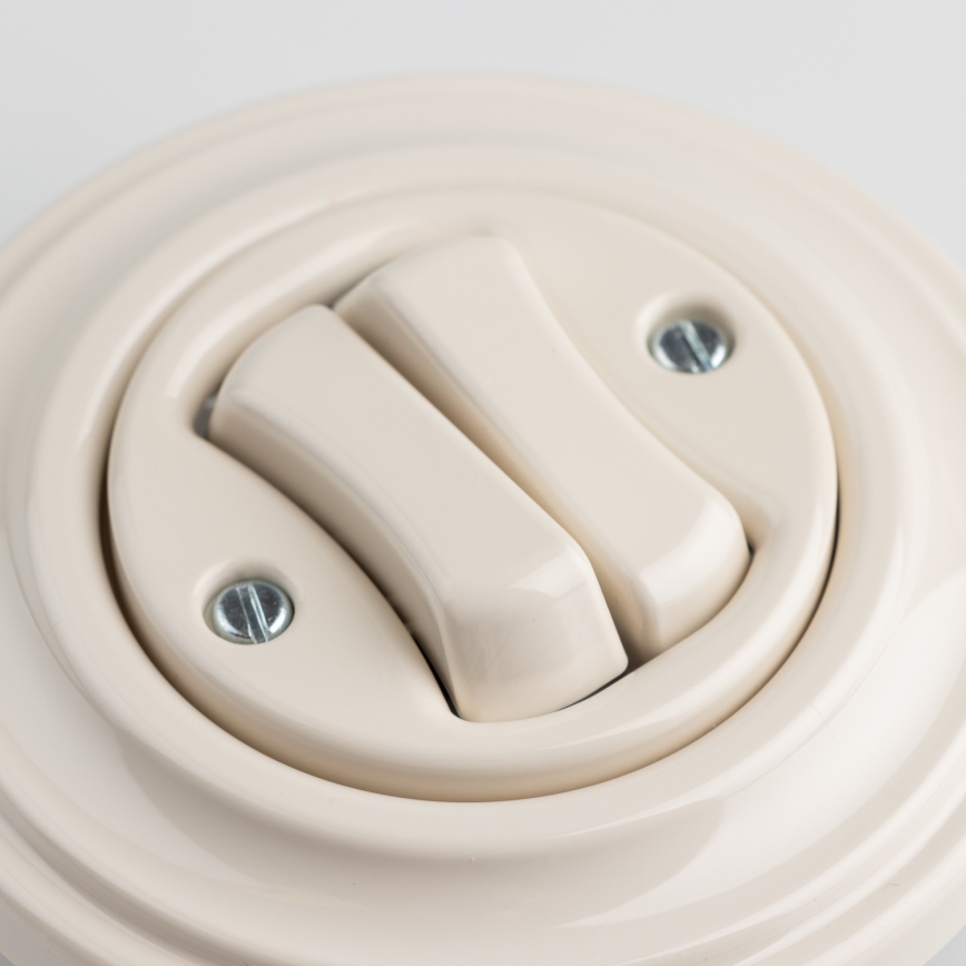 Kliklap - Retro dvojno stikalo z okvirjem v bež barvi