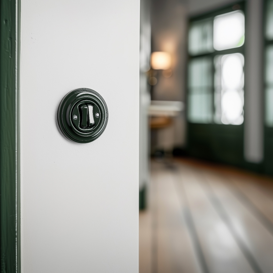 Kliklap - retro dvojno stikalo z zelenim okvirjem