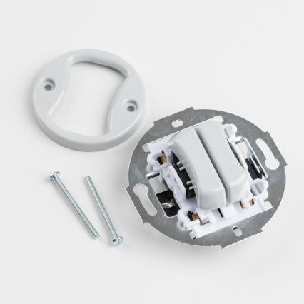 Kliklap - Retro dvojno stikalo za stopnišče z okvirjem št. 6+6 sivo