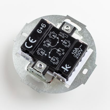 Kliklap - Retro dvojno stikalo za stopnišče z okvirjem št. 6+6 sivo