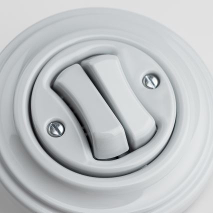 Kliklap - Retro dvojno stikalo za stopnišče z okvirjem št. 6+6 sivo