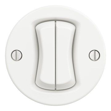 Kliklap - Retro dvojno stopniščno stikalo brez okvirja št. 6+6 snežno belo