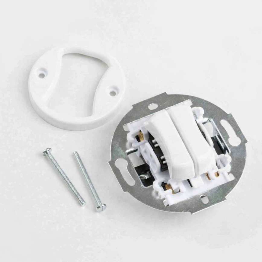 Kliklap - Retro dvojno stopniščno stikalo brez okvirja št. 6+6 snežno belo