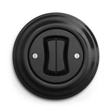 Kliklap - Retro dvojno stopniščno stikalo z okvirjem št. 6+6, črno