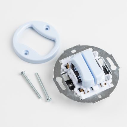 Kliklap - Retro dvojno stopniščno stikalo z okvirjem št. 6+6, modre barve