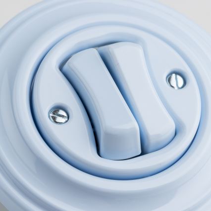 Kliklap - Retro dvojno stopniščno stikalo z okvirjem št. 6+6, modre barve