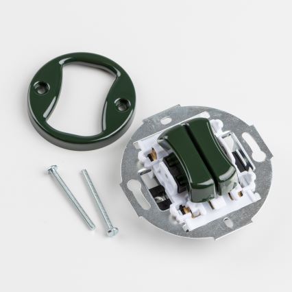 Kliklap - Retro dvojno stopniščno stikalo z okvirjem št. 6+6 zeleno