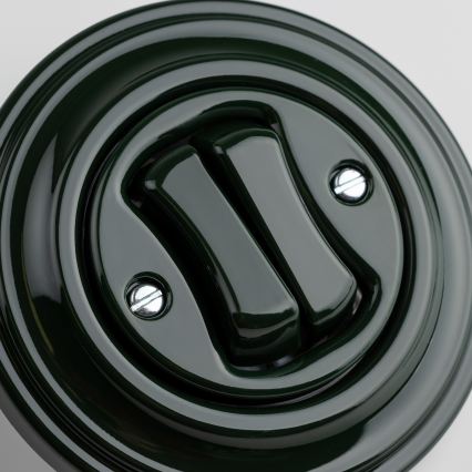 Kliklap - Retro dvojno stopniščno stikalo z okvirjem št. 6+6 zeleno