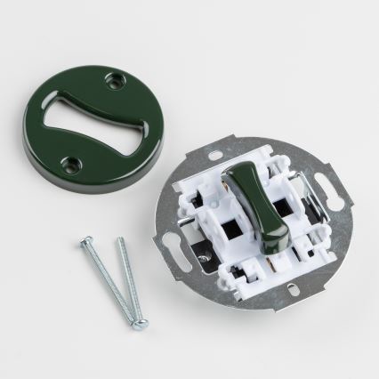 Kliklap - retro enopolno stikalo št. 1 in vtičnica 230 V z zelenim okvirjem