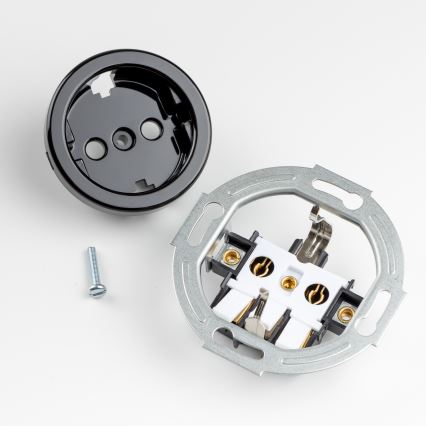 Kliklap - Retro enopolno stikalo št. 1 in vtičnica SCHUKO 230V z okvirjem črna