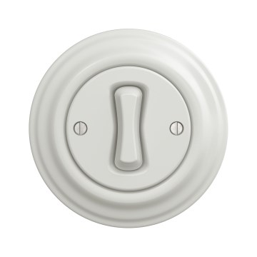 Kliklap - Retro enopolno stikalo z okvirjem št. 1, keramično belo