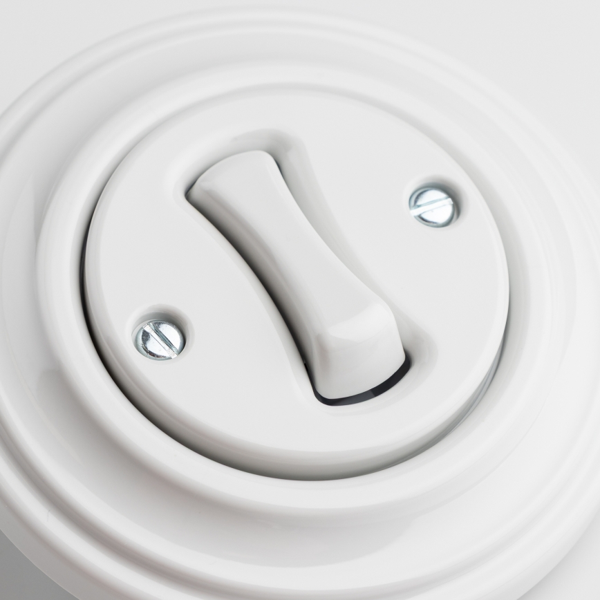 Kliklap - Retro enopolno stikalo z okvirjem št. 1, keramično belo