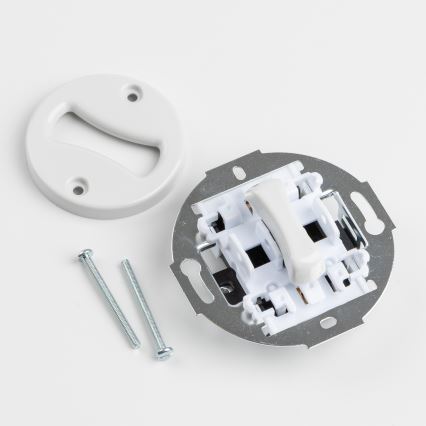 Kliklap - Retro enopolno stikalo z okvirjem št. 1 snežno belo