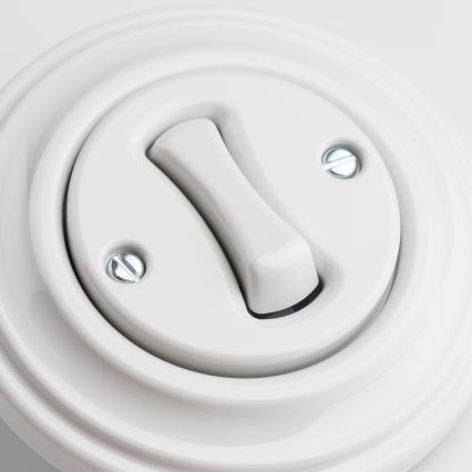 Kliklap - Retro enopolno stikalo z okvirjem št. 1 snežno belo