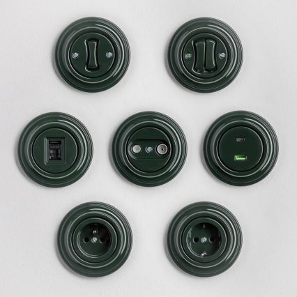 Kliklap - Retro gumb z okvirjem, zelene barve