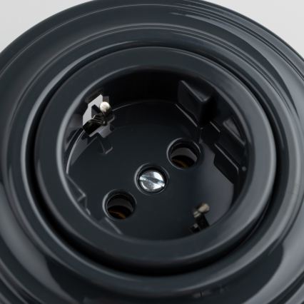 Kliklap - Retro hišna vtičnica s okvirjem SCHUKO 230V/16A antracitna