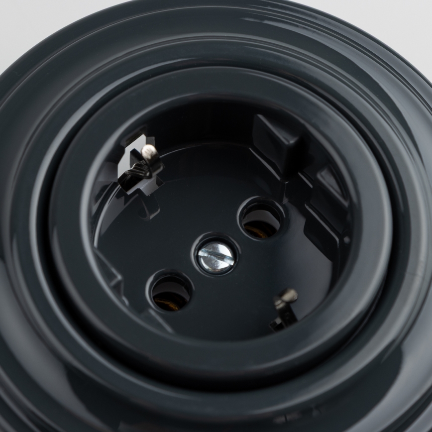 Kliklap - Retro hišna vtičnica s okvirjem SCHUKO 230V/16A antracitna