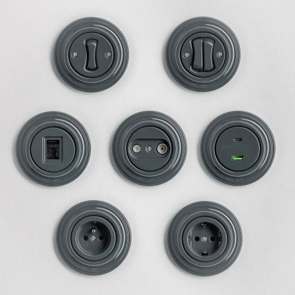 Kliklap - Retro hišna vtičnica s okvirjem SCHUKO 230V/16A antracitna