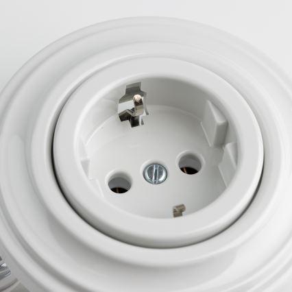 Kliklap - Retro hišna vtičnica z okvirčkom SCHUKO 230V/16A snežno bela