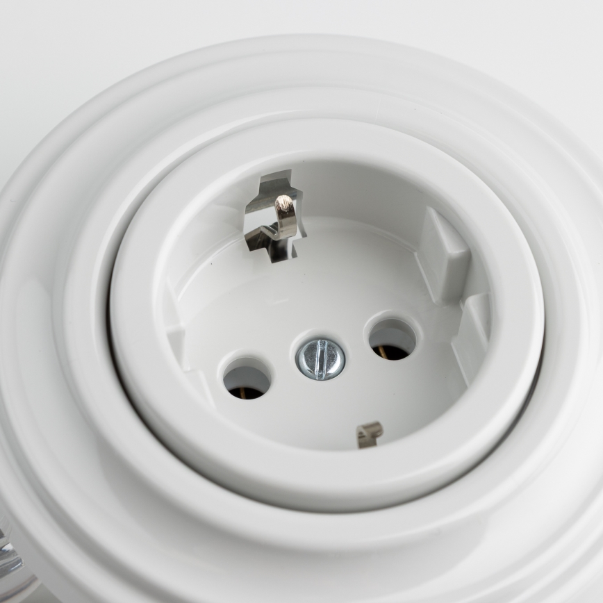 Kliklap - Retro hišna vtičnica z okvirčkom SCHUKO 230V/16A snežno bela