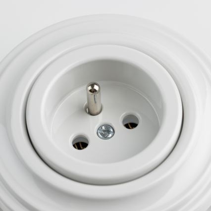 Kliklap - Retro hišna vtičnica z okvirjem 230V snežno bela