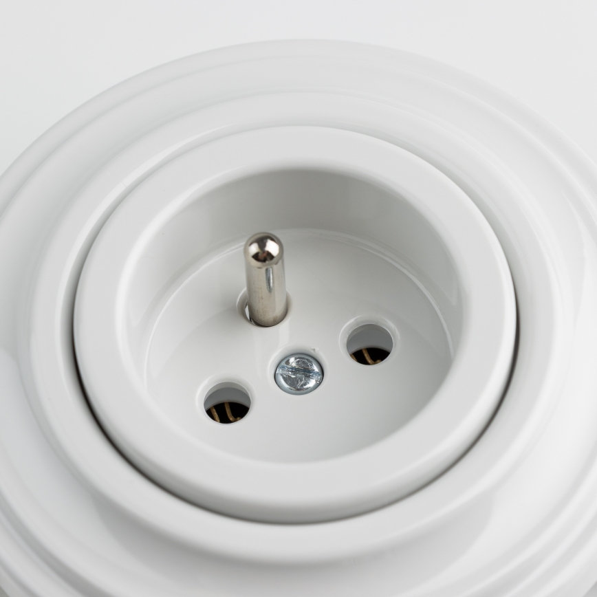 Kliklap - Retro hišna vtičnica z okvirjem 230V snežno bela