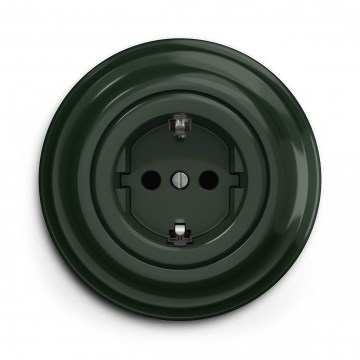 Kliklap - Retro hišna vtičnica z okvirjem SCHUKO 230V/16A zelena