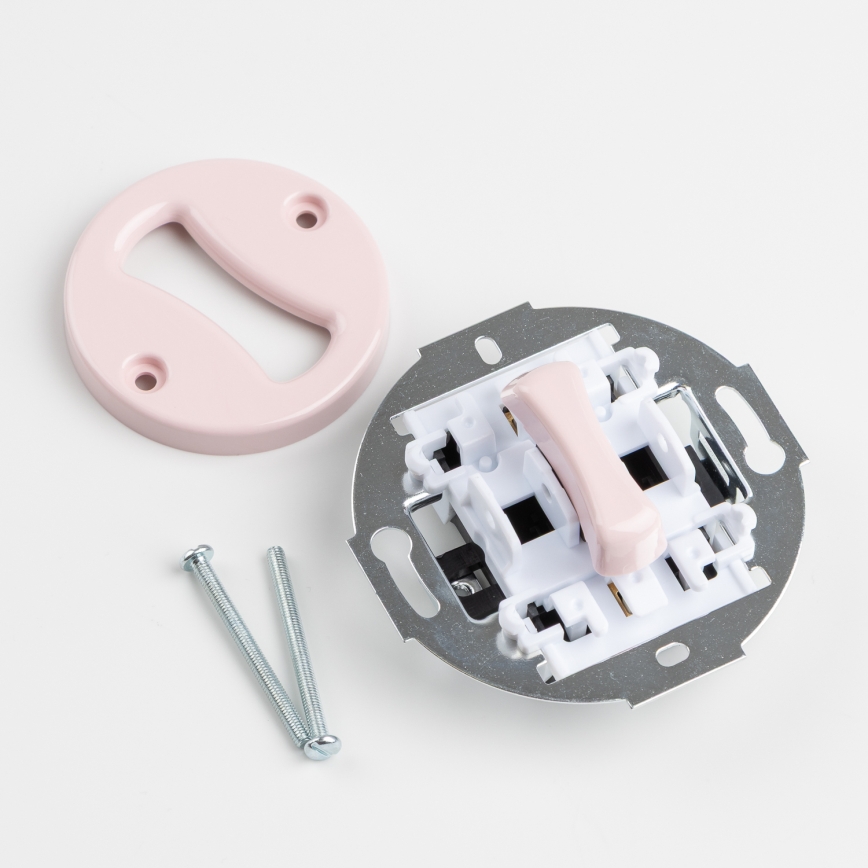 Kliklap - retro križno stikalo brez okvirja, št. 7, staroružičasto