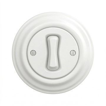 Kliklap - retro križno stikalo z okvirčkom št. 7, snežno belo