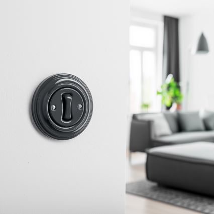 Kliklap - Retro križno stikalo z okvirjem št. 7 antracit