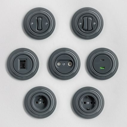 Kliklap - Retro križno stikalo z okvirjem št. 7 antracit