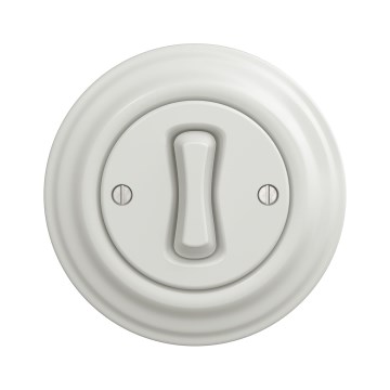 Kliklap - Retro križno stikalo z okvirjem št. 7, keramično belo