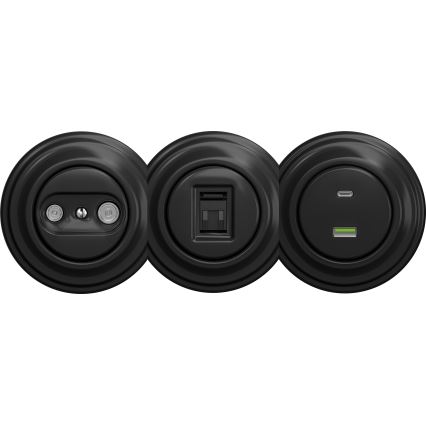 Kliklap - Retro podatkovna vtičnica brez okvirja črna