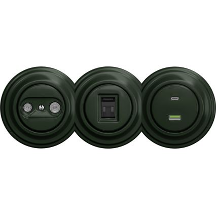 Kliklap - Retro podatkovna vtičnica brez okvirja zelena