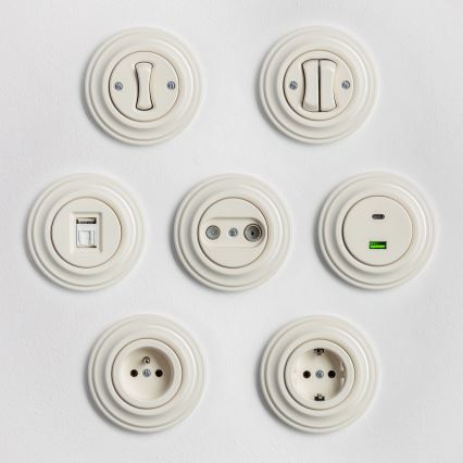 Kliklap - Retro podatkovna vtičnica z okvirjem, bež