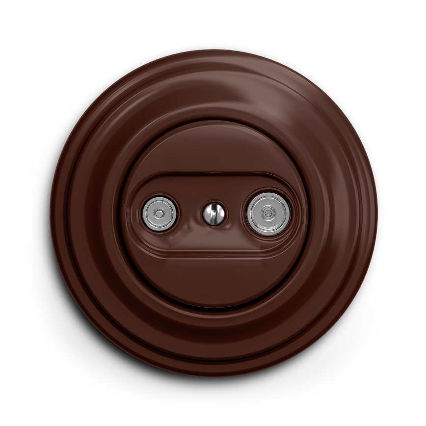 Kliklap - Retro priključna vtičnica TV+R (končna) z okvirjem rjava