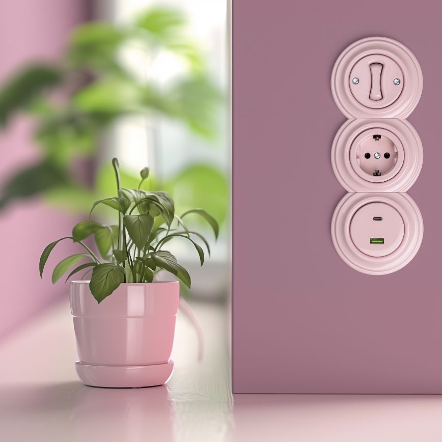 Kliklap - retro robni okvir v prašno rožnati barvi