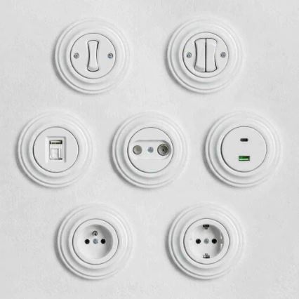 Kliklap - Retro serijsko stikalo brez okvirja št. 5 snežno belo