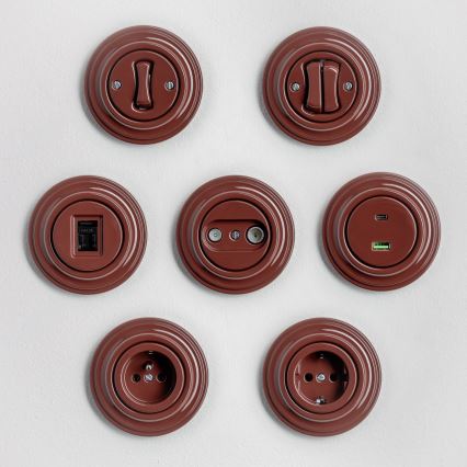 Kliklap - Retro serijsko stikalo z okvirjem št. 5 rjavo