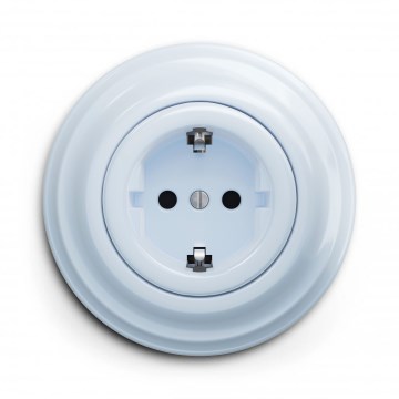 Kliklap - Retro stenska vtičnica z okvirjem SCHUKO 230V/16A modra