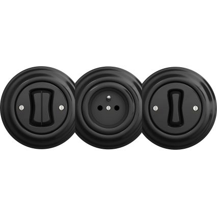 Kliklap - Retro stopniški stikalnik brez okvirja št. 6 črna