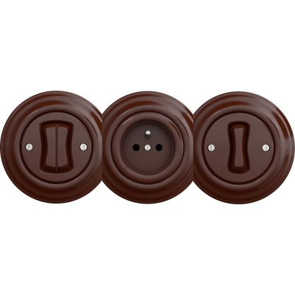 Kliklap - Retro stopniški stikalnik brez okvirja št. 6 brez okvirja rjava