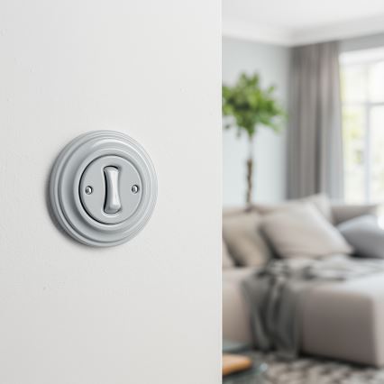 Kliklap - Retro stikalo za stopnice z okvirjem št. 6, sivo