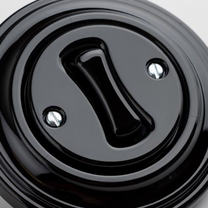 Kliklap - Retro stopniščno stikalo z okvirjem št. 6, črne barve