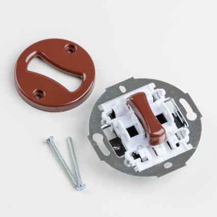 Kliklap - retro stopniščno stikalo z okvirjem št. 6, rjave barve