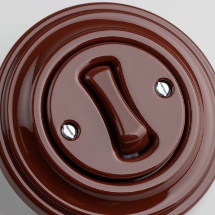 Kliklap - retro stopniščno stikalo z okvirjem št. 6, rjave barve