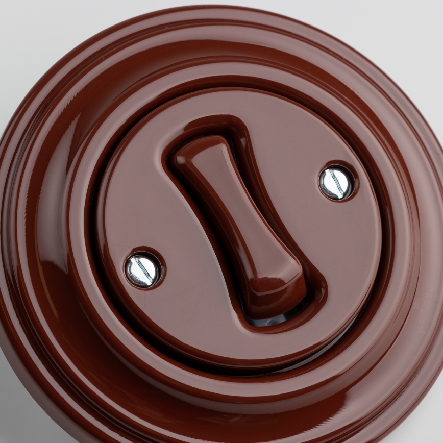 Kliklap - retro stopniščno stikalo z okvirjem št. 6, rjave barve